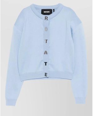 ROTATE BIRGER CHRISTENSEN Cashmere Blend Ribbed Hem Cardigan - Blue