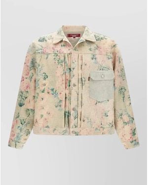 Junya Watanabe Levi's Denim Jacket Floral Pattern Strap - Natural
