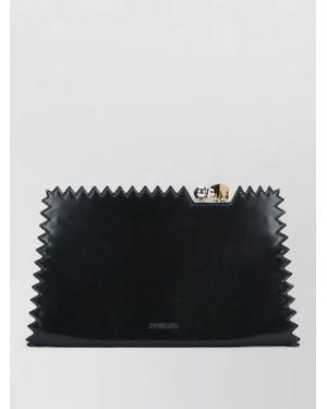 Jacquemus Salon Structured Clutch Bag Zigzag Edges - Black