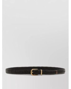 Brunello Cucinelli Braided Stretch Leather Belt - White