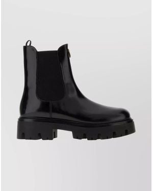 Prada Ankle Boots With Chunky Sole And Pull Tab - Black