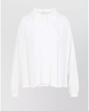 Giambattista Valli Silk Long-Sleeve Crew-Neck Blouse - White