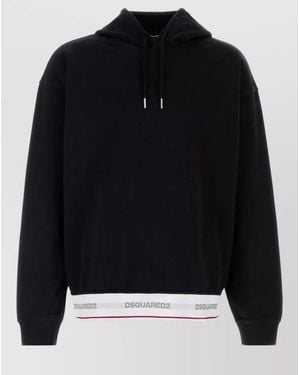 DSquared² Oversize Cotton Hoodie Long Sleeves - Black