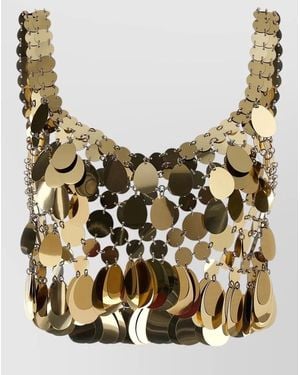 Rabanne Chainmail Metallic Sequin Scoop Neck Top