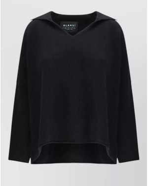 Alanui Cashmere Silk Polo Sweater - Black