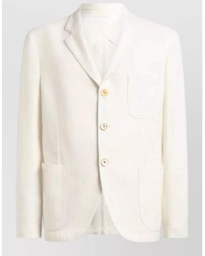 Etro Single Breasted Blazer Peak Lapels - Natural