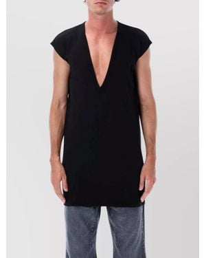 Rick Owens Longline Sleeveless Deep V-Neck T-Shirt - Blue