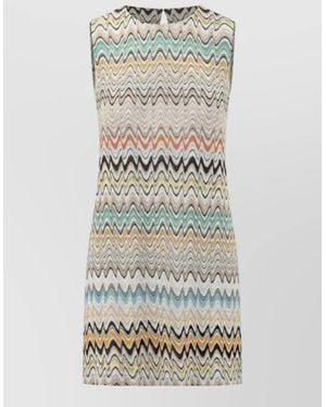 Missoni Bohemian Zigzag Knit Sleeveless Mini Dress - Grey