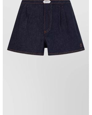 Jacquemus Denim Pleated Knee-Length Shorts - Blue