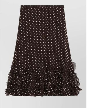 Valentino Silk Skirt Plusdepois Motif Midi Ruffled - Multicolour