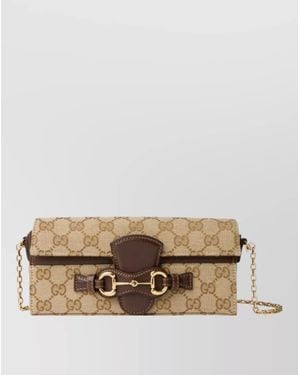 Gucci Leather Chain Wallet - Natural