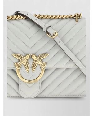 Pinko Love Bag Calf Leather Clutch Bag - Gray
