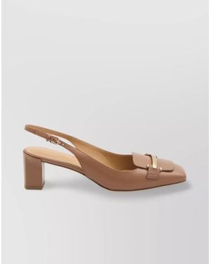Tod's Square Toe Slingback Leather Pumps - Pink