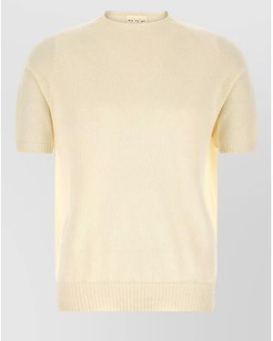 Ma'ry'ya Short Sleeve Cotton Crew Neck Jumper - Natural