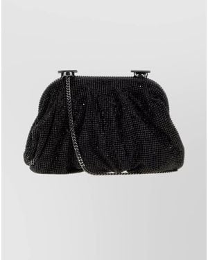 Benedetta Bruzziches Embellished Textile Clutch Bag - Black