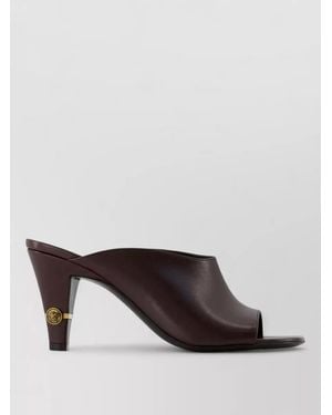 Versace T80 Leather Mules Round Open Toe - Brown