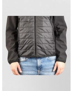 Belstaff Hooded Jacket Elastic Cuffs Quilted Panels - Grey