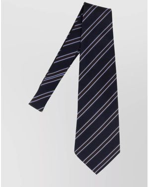 Junya Watanabe Silk Tie With Pointed Tip And Stripes - Blue