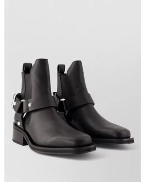 Ganni Chelsea Ankle Boots Buckle Leather - Black
