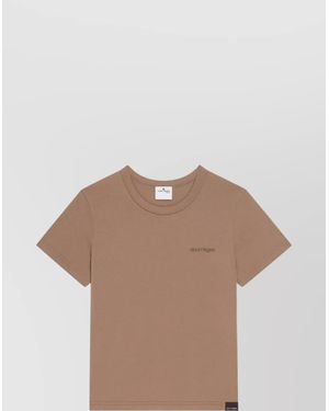 Courreges Crew Neck Embroidered Detail Short Sleeves - Brown