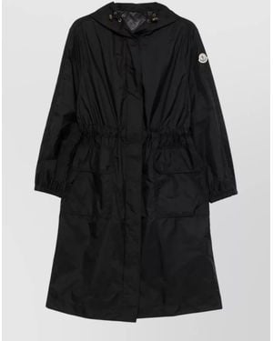 Moncler Hooded Parka Coat Long Length Drawstring - Black