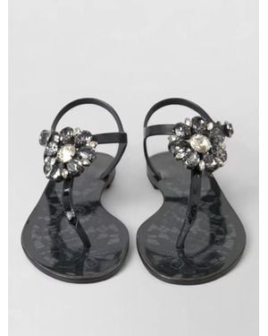 Dolce & Gabbana Crystal Embellished Rubber Slides - Gray