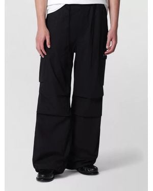Needles Wide Leg Cargo Pants Belt Loops Buttons - Black