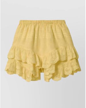 Isabel Marant Jocadia Shorts Eyelet Layered Ruffled Design - Yellow