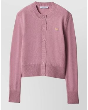 Maison Kitsuné Wool Ribbed Cardigan - Pink