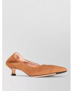 LA ROSE Suede Kitten Heel Court Shoes Pointed Toe - Pink