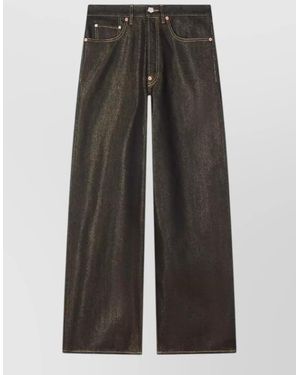 KENZO Denim Wide-Leg Turn-Up Jeans - Grey