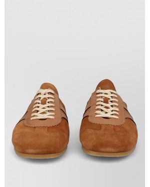 Dries Van Noten Suede Finish Slippers Contrast Stitching Sole - Brown