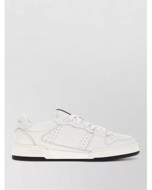 Fendi Leather Match Lace Up Sneakers Rubber Sole - White