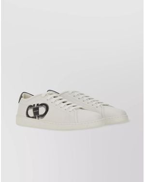 Ferragamo Low-Top Round Toe Rubber Sole Trainer - Grey