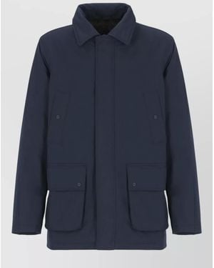 Herno Short Padded Jacket High Collar Pockets - Blue