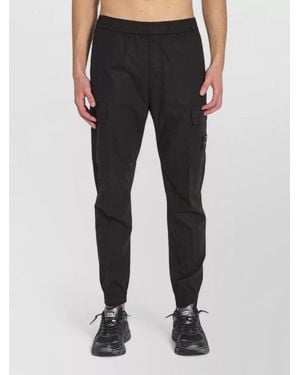 Stone Island Cotton Regular-Fit Tapered Track Trousers - Black