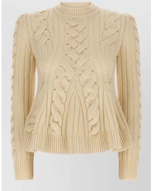 McQueen Peplum Cable Knit Crew Neck Jumper - Natural