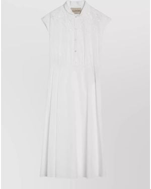 Valentino Garavani Cotton Embroidered Peter Pan Collar Short-Sleeve Midi Dress - White