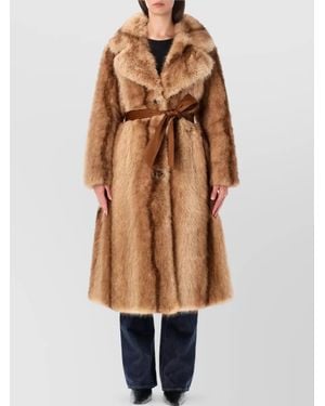 Urbancode Long Faux Fur Belted Coat - Multicolour