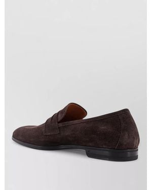 Tom Ford Suede Loafers Embossed Stitching Rubber Sole - Brown
