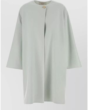 Agnona Wool Blend Coat Straight Cut Wide Sleeves - Grey