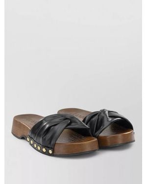 Ganni Tia Fairy Studded Wooden Sole Slides - Grey