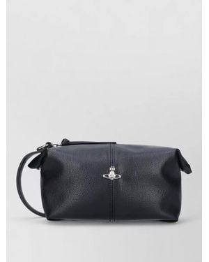 Vivienne Westwood Clutch Bag Adjustable Strap Textured Leather - Black