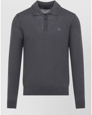 Etro Fuji Long Sleeve Knitted Polo Shirt - Grey