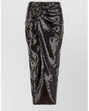 ROTATE BIRGER CHRISTENSEN Sequin Knot Skirt High Waist Design - Black