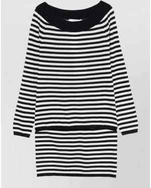 Max Mara Cashmere Knit Sweater Slim Fit Stripes - Black