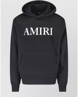 Amiri Hooded Sweatshirt Kangaroo Pocket Ribbed Trims - Blue