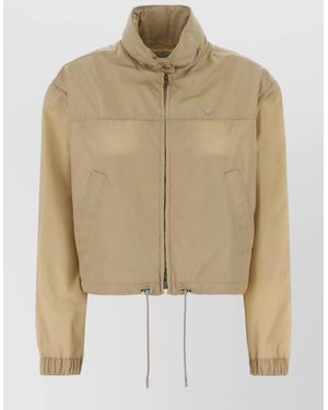 Prada Cropped Windbreaker Jacket - Natural