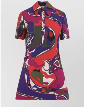 PUCCI Fitted Waist Mini Dress With Button Accents - Red