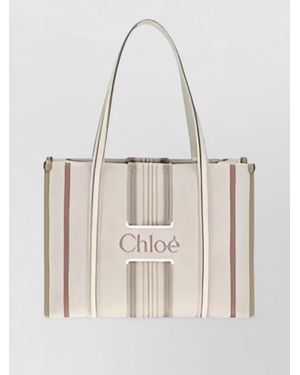 Chloé Woody Small Canvas Beach Bag - Natural